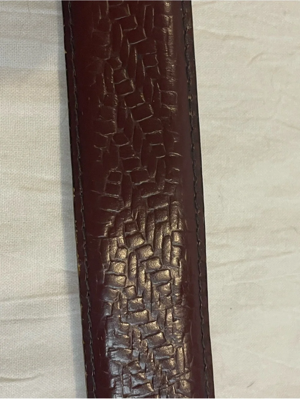Liberty Vintage Brown Embossed Leather Belt Brass Buckle Croc Texture Size 38